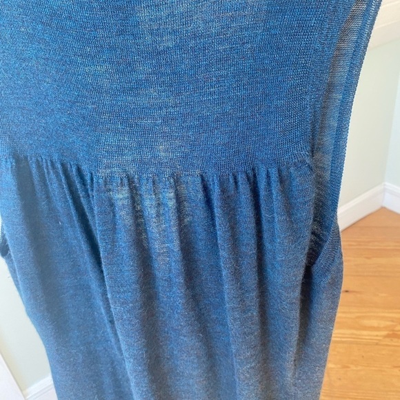 Loft Turquoise Blue Sleeveless Wool Blend Sweater Vest Long Cardigan Size M - Picture 9 of 10